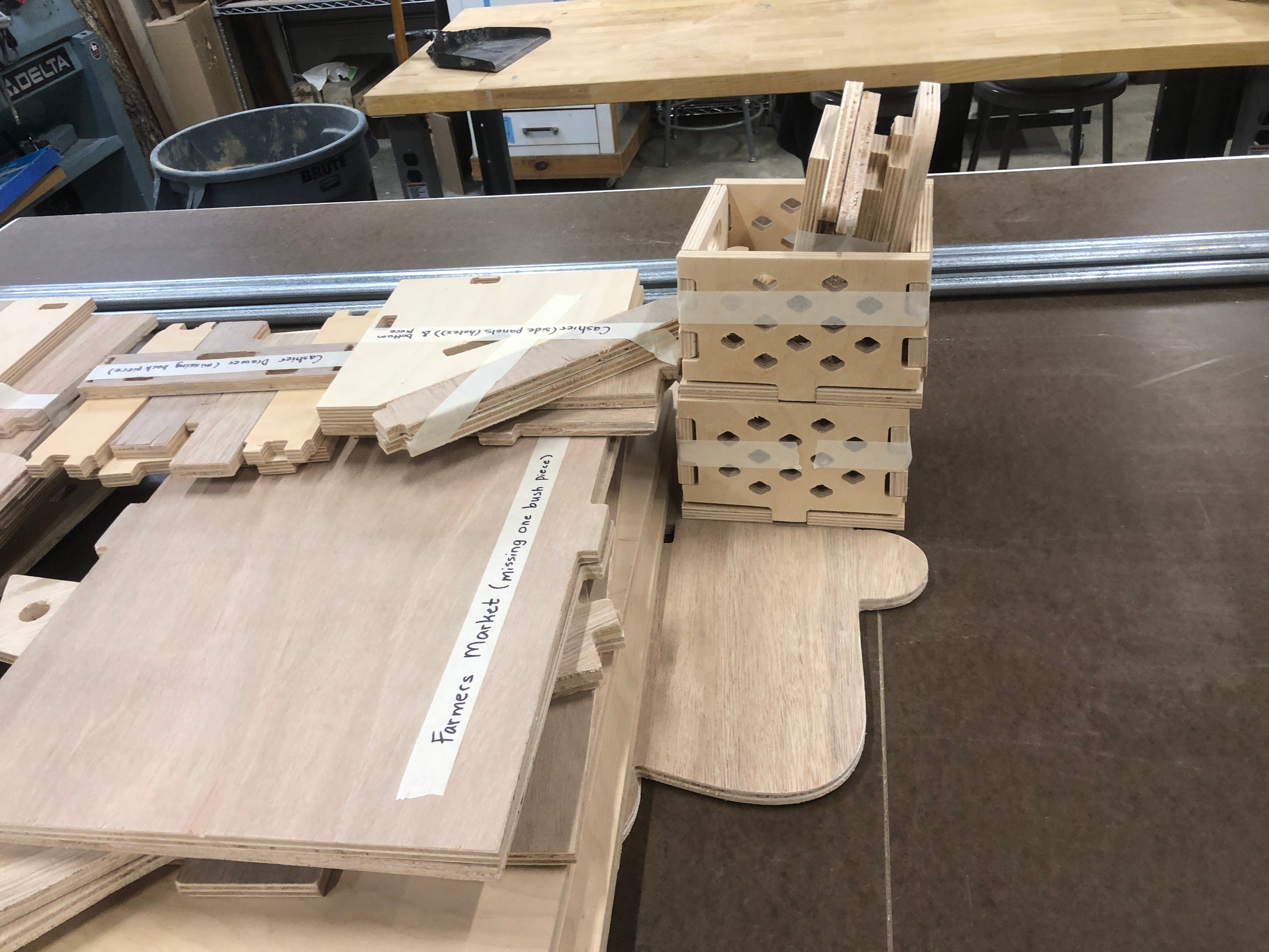 Pieces labeled after CNC production