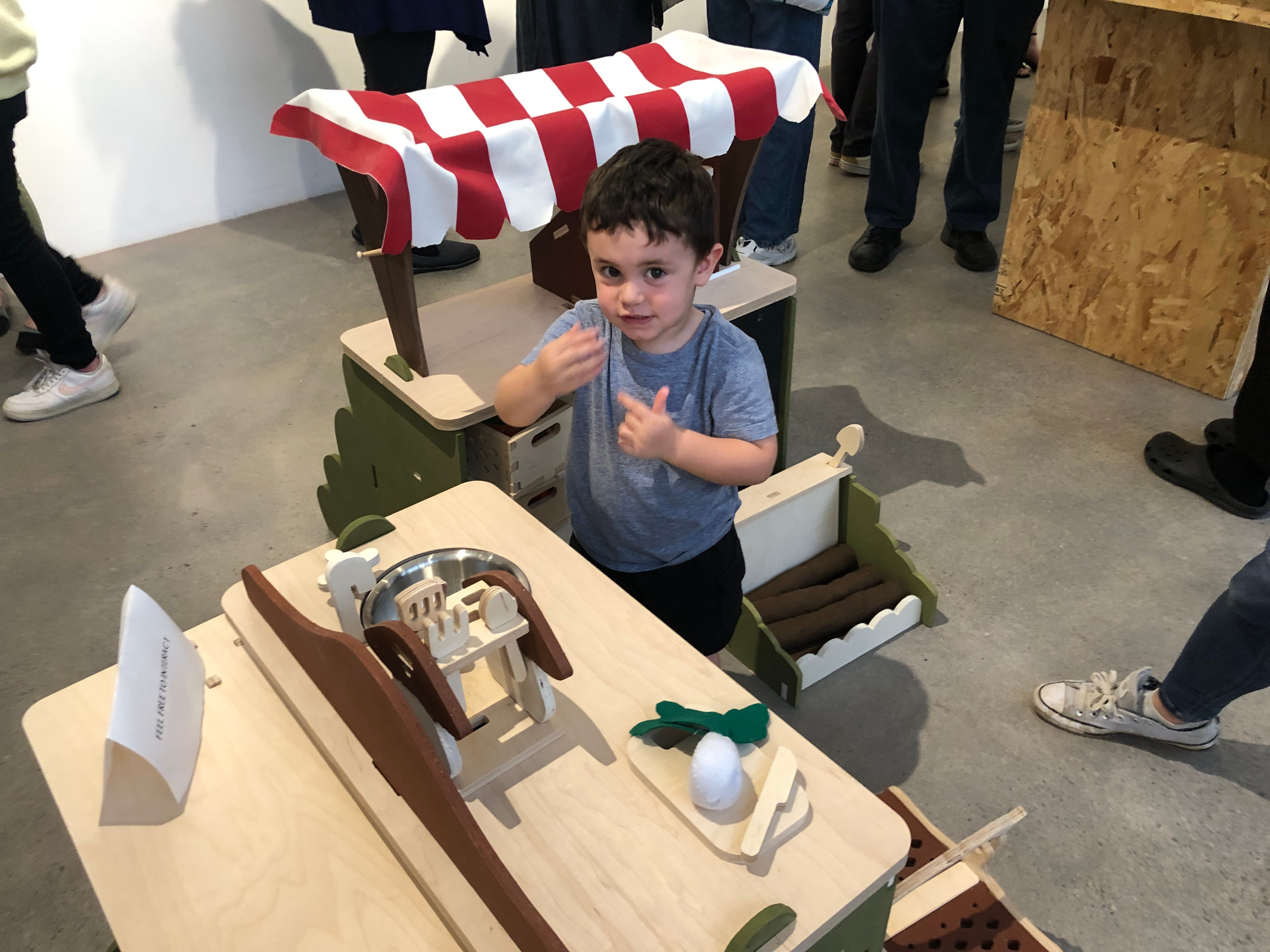 Modular playset render in a warm classroom setting